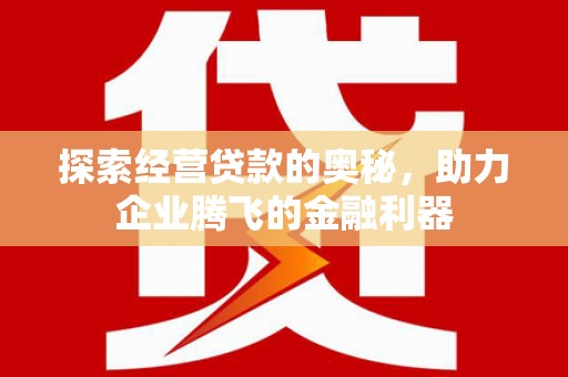 岳西探索经营贷款的奥秘，助力企业腾飞的金融利器