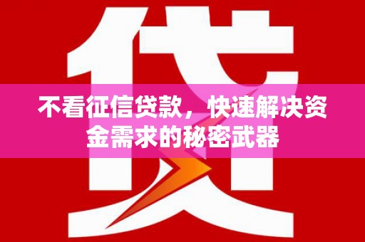 肃南不看征信贷款，快速解决资金需求的秘密武器