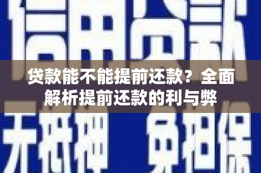 平舆贷款能不能提前还款？全面解析提前还款的利与弊