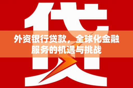徐州外资银行贷款，全球化金融服务的机遇与挑战
